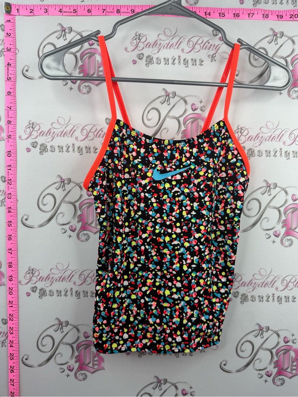 Nike Black Multicolor Tank Top with Neon orange Pink Straps